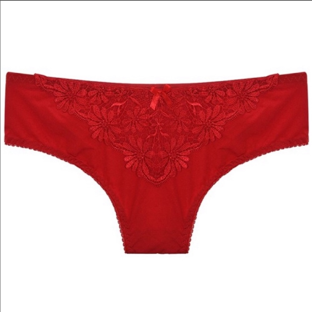 NWT Floral Lace Hipster Panties Dark Red